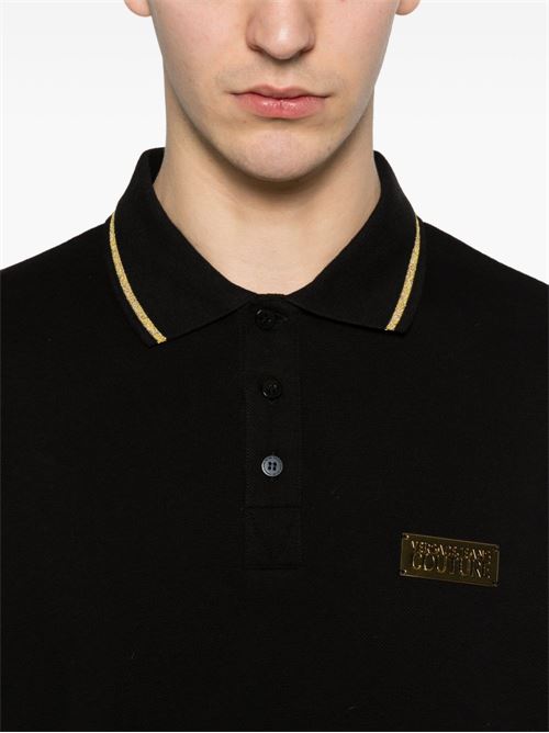 Polo uomo nera con logo Versace jeans Couture | 80GAGT05CJ01TG89